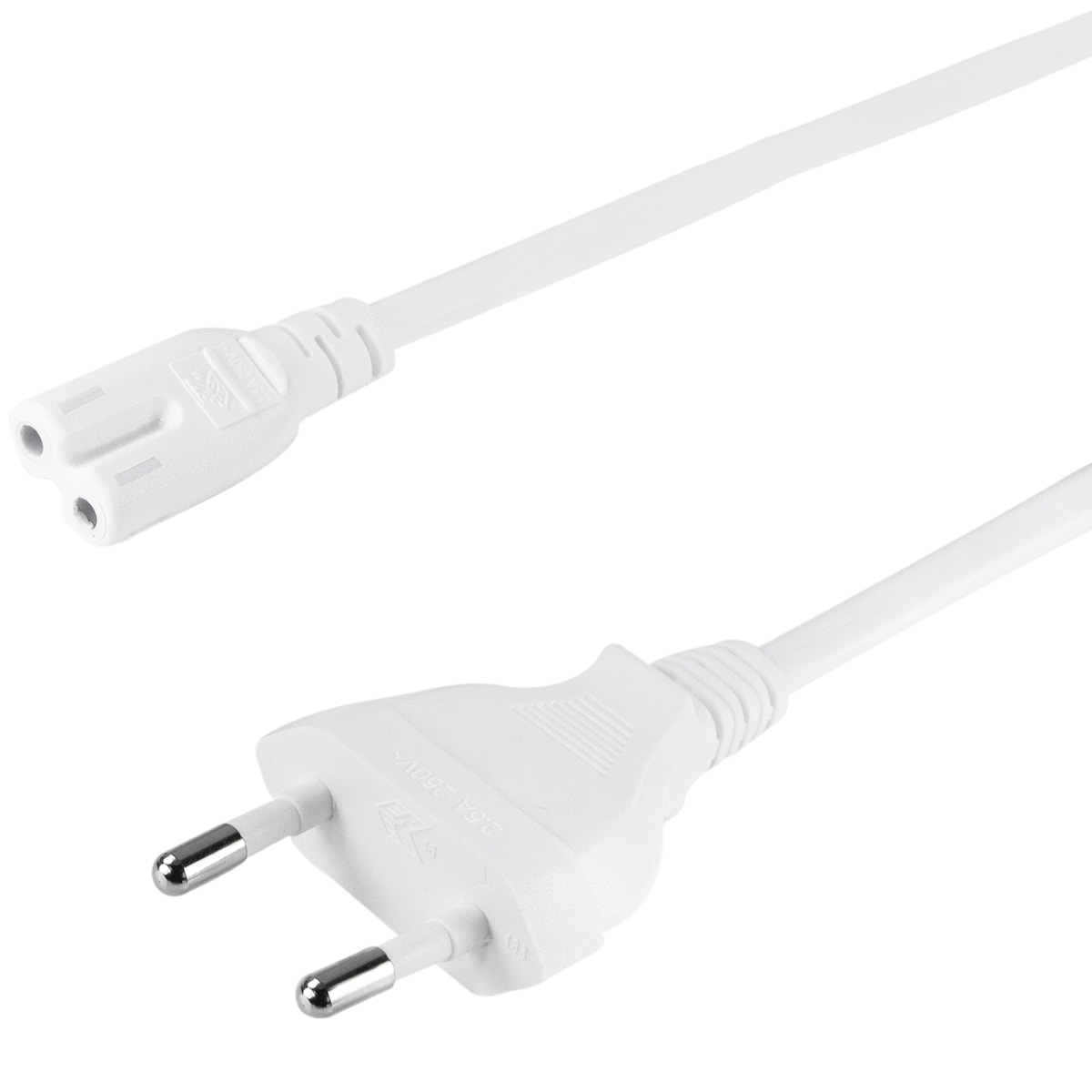 Enhetskabel Euro - C7 Hvit 1,8m
