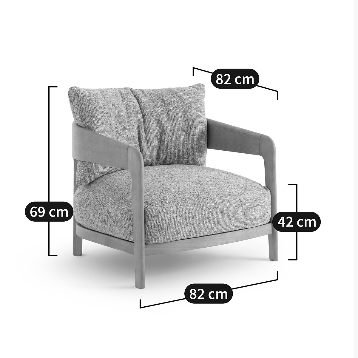 AM.PM<br>Poltrona Ash com acabamento natural ou preto Magalena