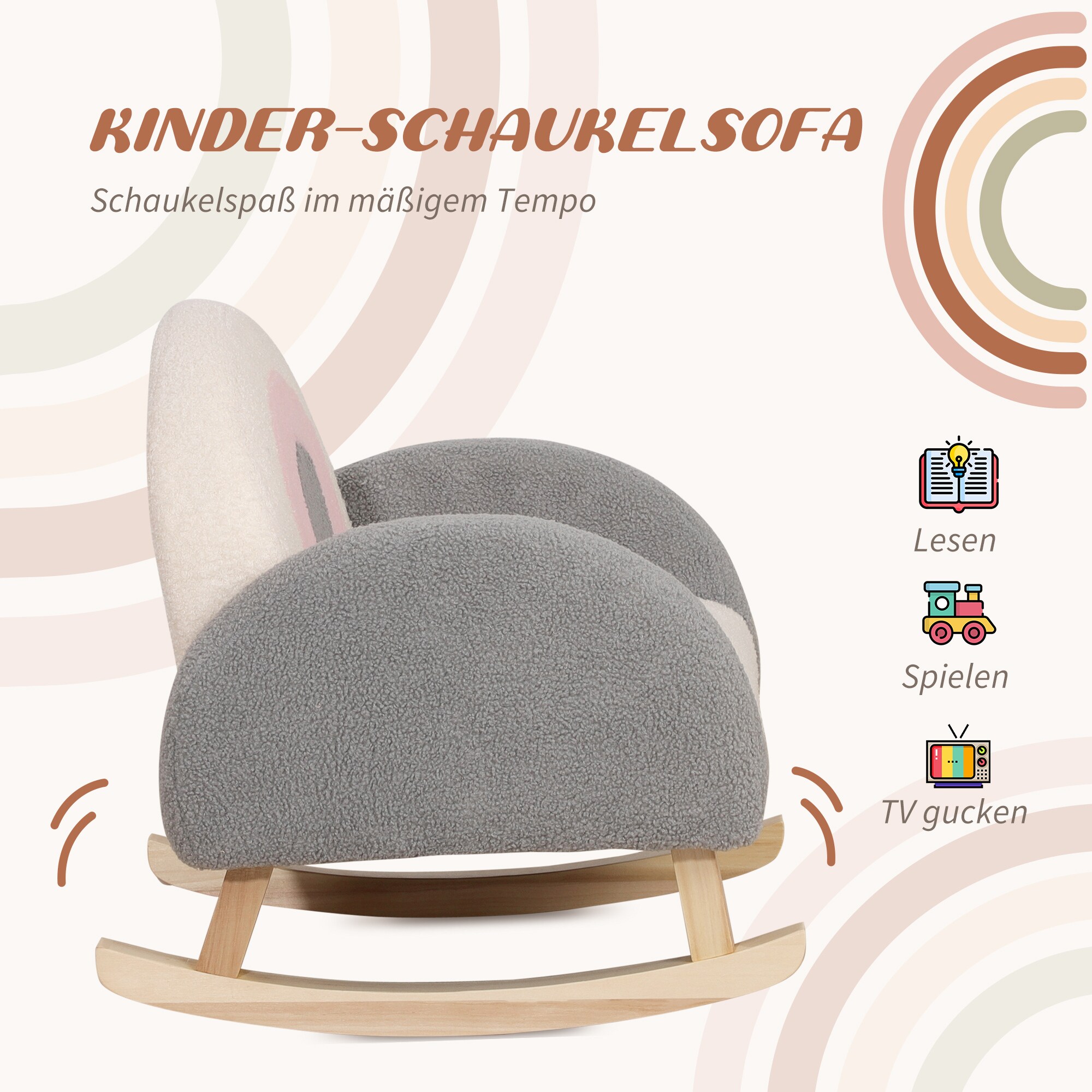 HOMCOM Kindersofa mit Schaukelfunktion 50L x 45B x 50H cm