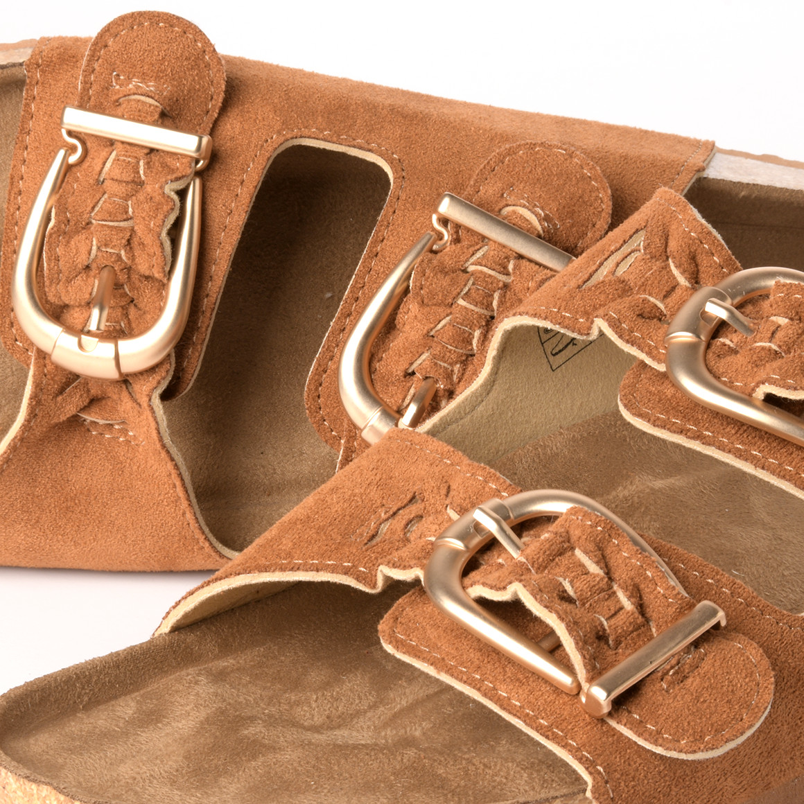 Gina Benotti Damen Sandalen in Veloursleder-Optik hellbraun