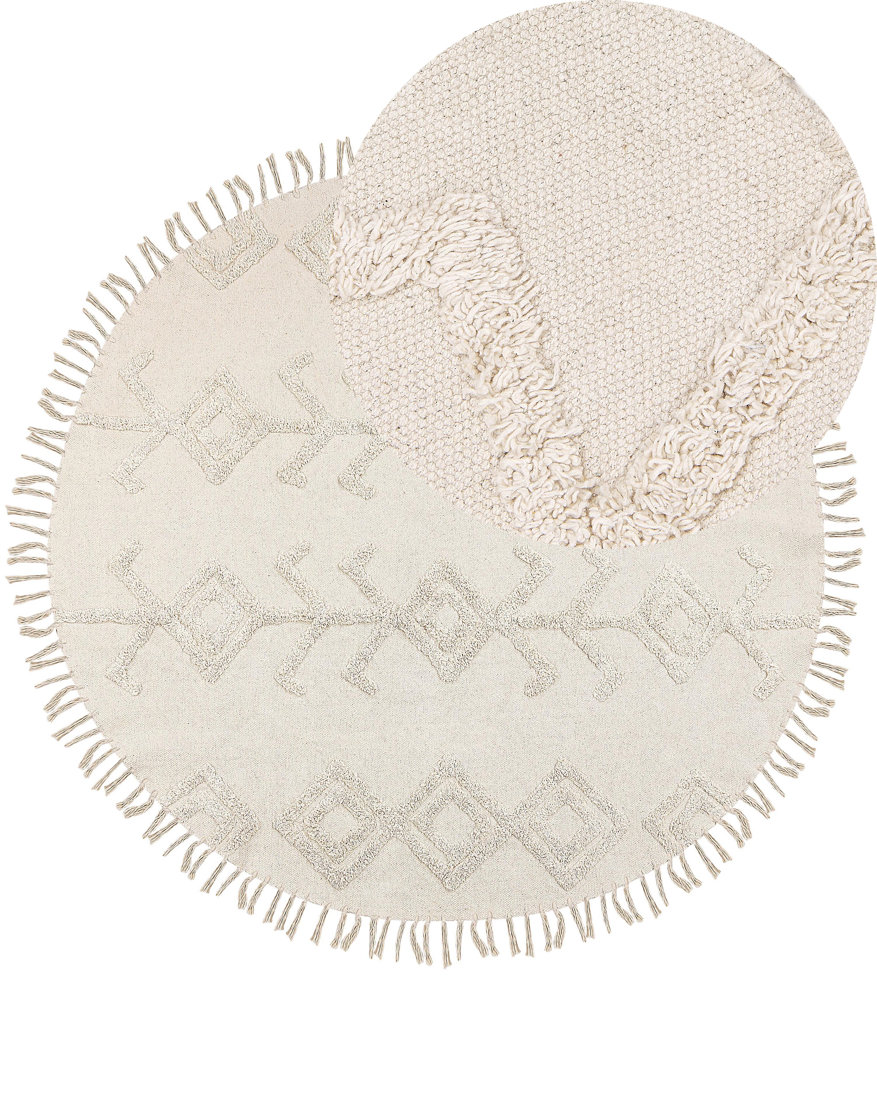Vloerkleed HARRAN Lichtbeige ø 140 cm Katoen
