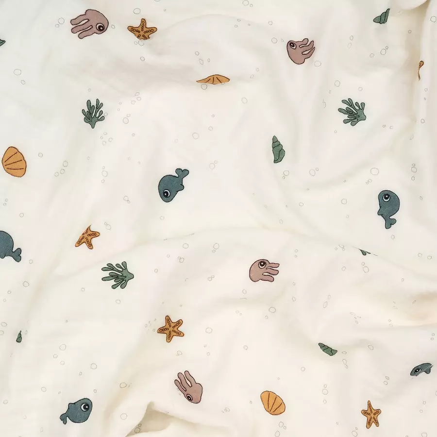 Done by Deer Babydecke Musselin Sea friends Beige