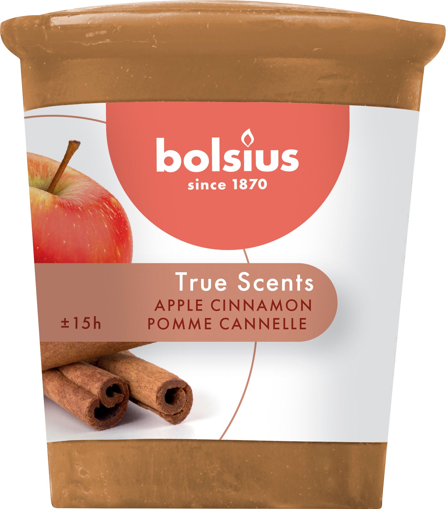 Bolsius geurkaars True Scents Apple Cinnamon bruin 15 uur D 4,5 H 5,3 cm