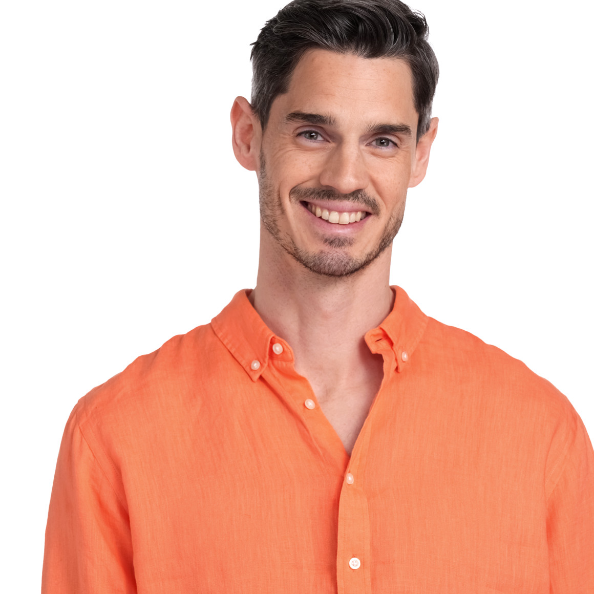 VanVaan Herren Leinen-Hemd mit Button-Down-Kragen orange