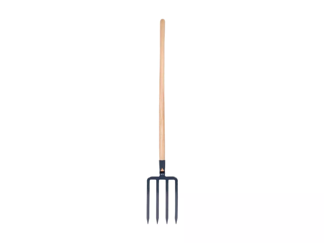 Fourche à bêcher à douille 4 dents de 30 cm manche bois pomme 100 cm