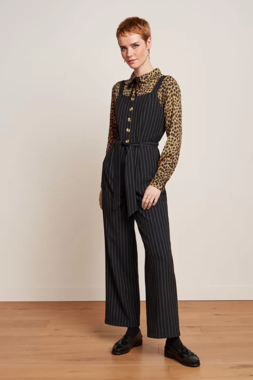 King Louie Ines Ziggy stripe jumpsuit in zwart