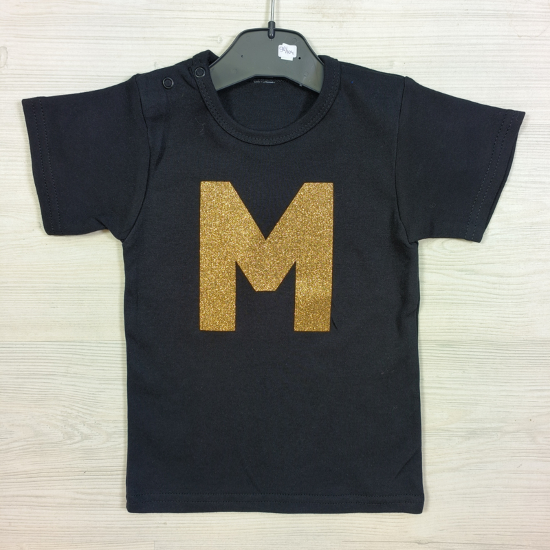 Gold M black tee