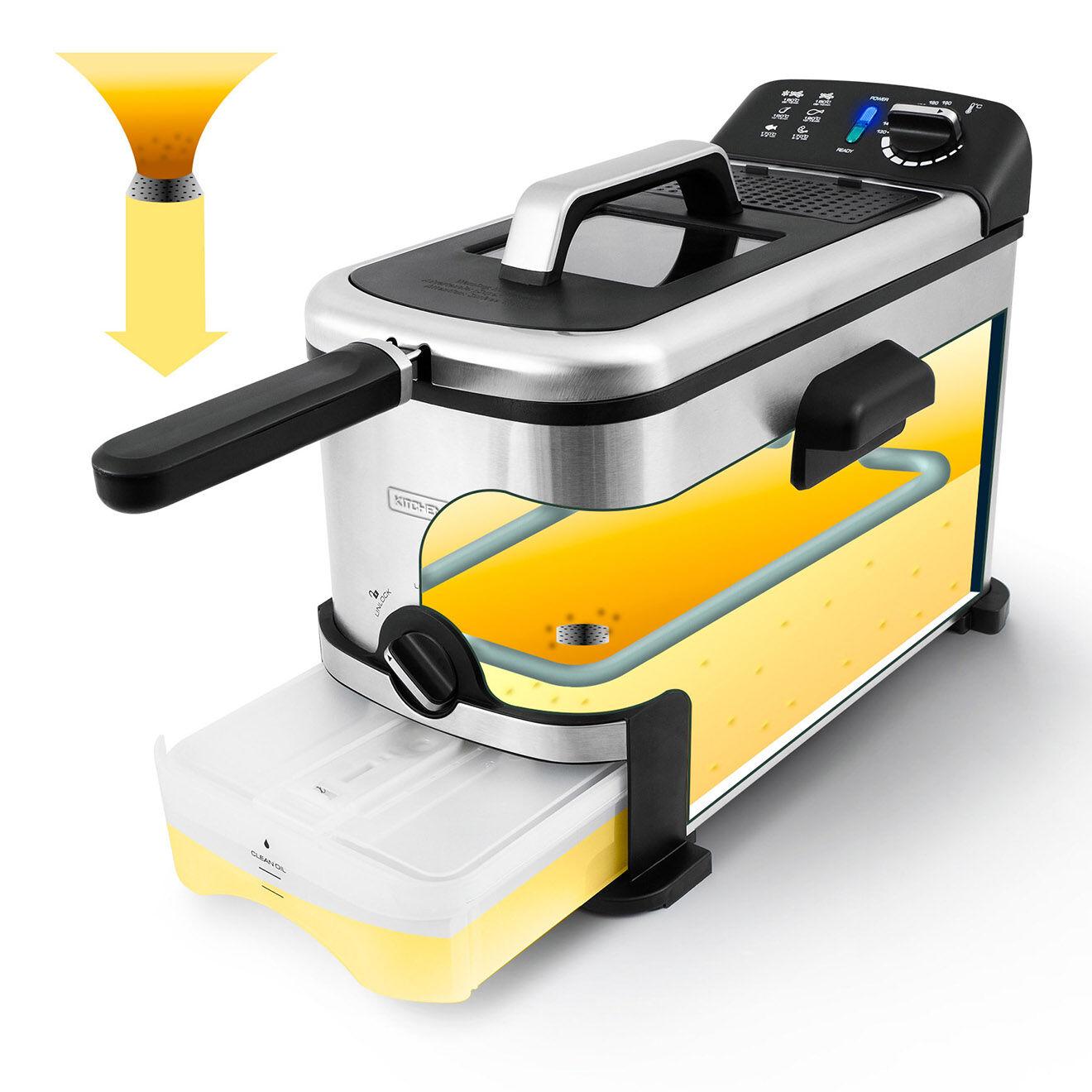 Kitchencook Friteuse acier - 3, 5 L