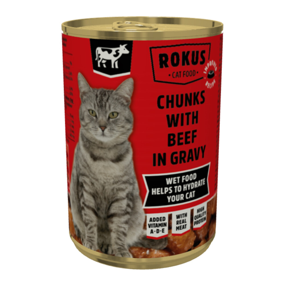 Rokus Kattenvoer Blik Stukjes Rund in Jus415 gr