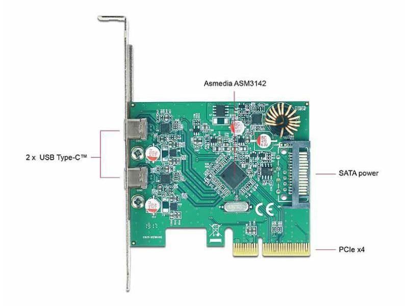 Delock PCI-Express-Karte 90397 USB 3.1 Gen2 - 2x Type-C PCIe-Schnittstellenkarte