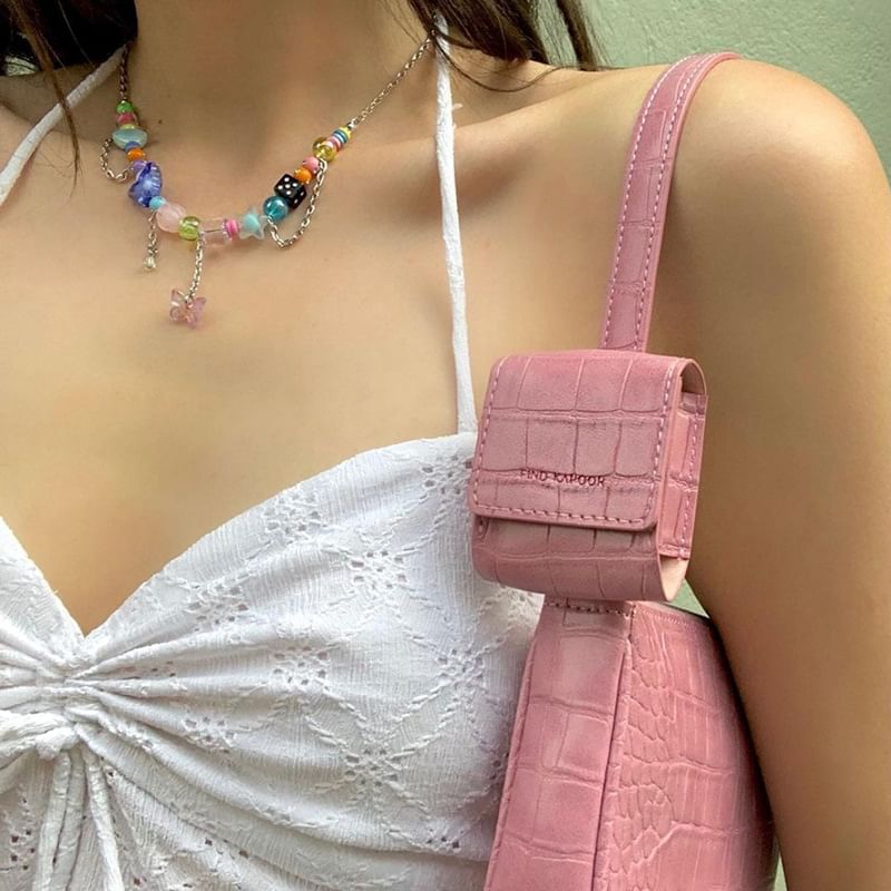 Sugarcoat - Haltertop met trekkoord en effen kleur