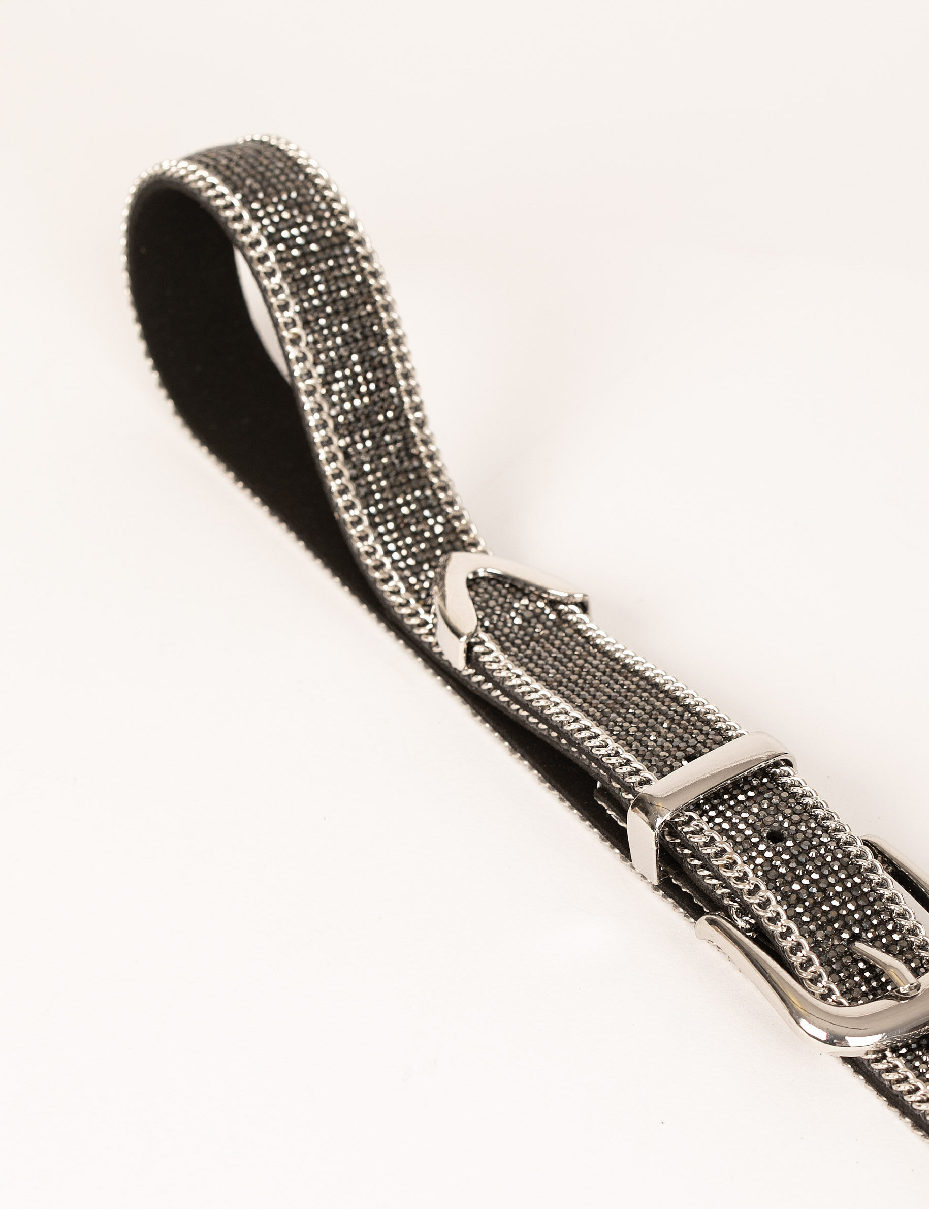Ceinture avec strass et détails chaînes gris moyen femme - gris_moyen
