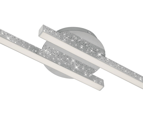 LED plafondlamp 2x6W 2x600 lm 3000K 14x60 cm Rey chroom + glitter effect