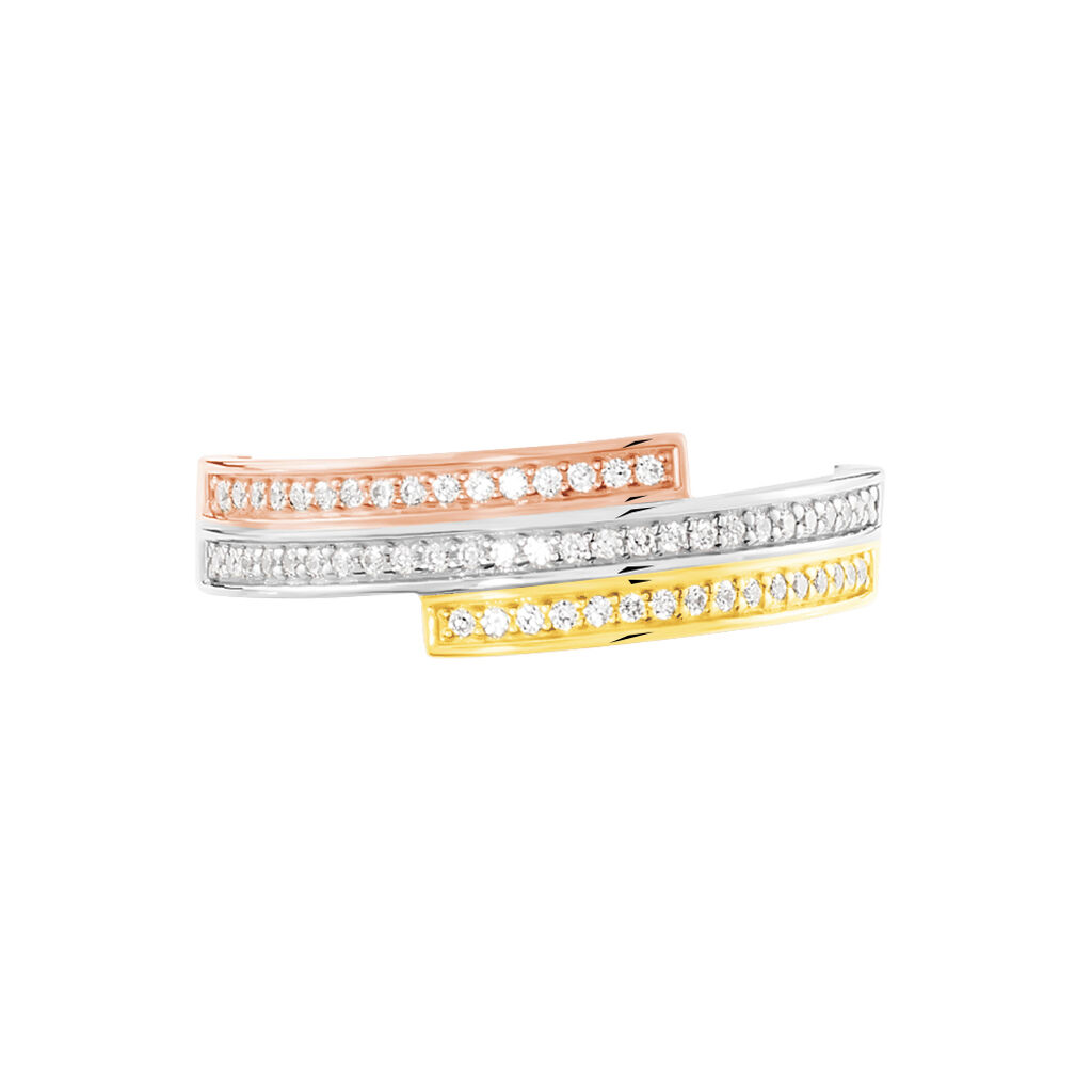Bague Rama Or Tricolore Oxyde De Zirconium