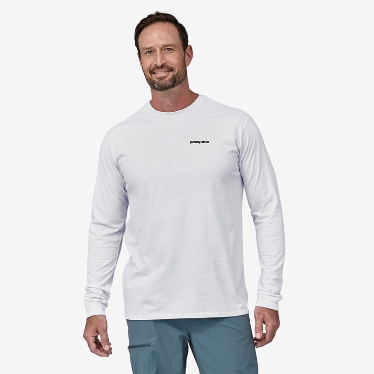 Patagonia M's L/S P-6 Logo Responsibili-Tee White