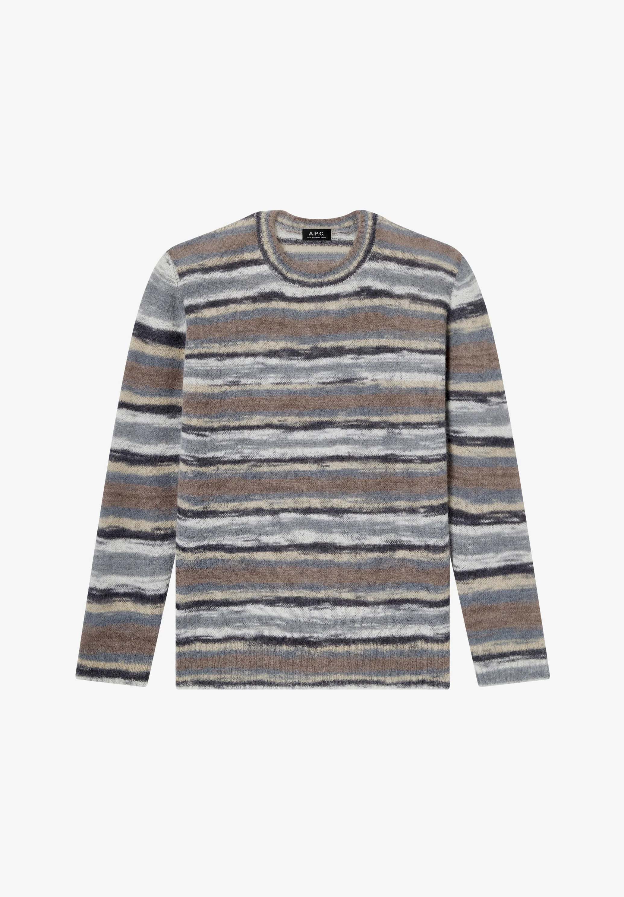 Pull rayé gris en alpaga - Gris