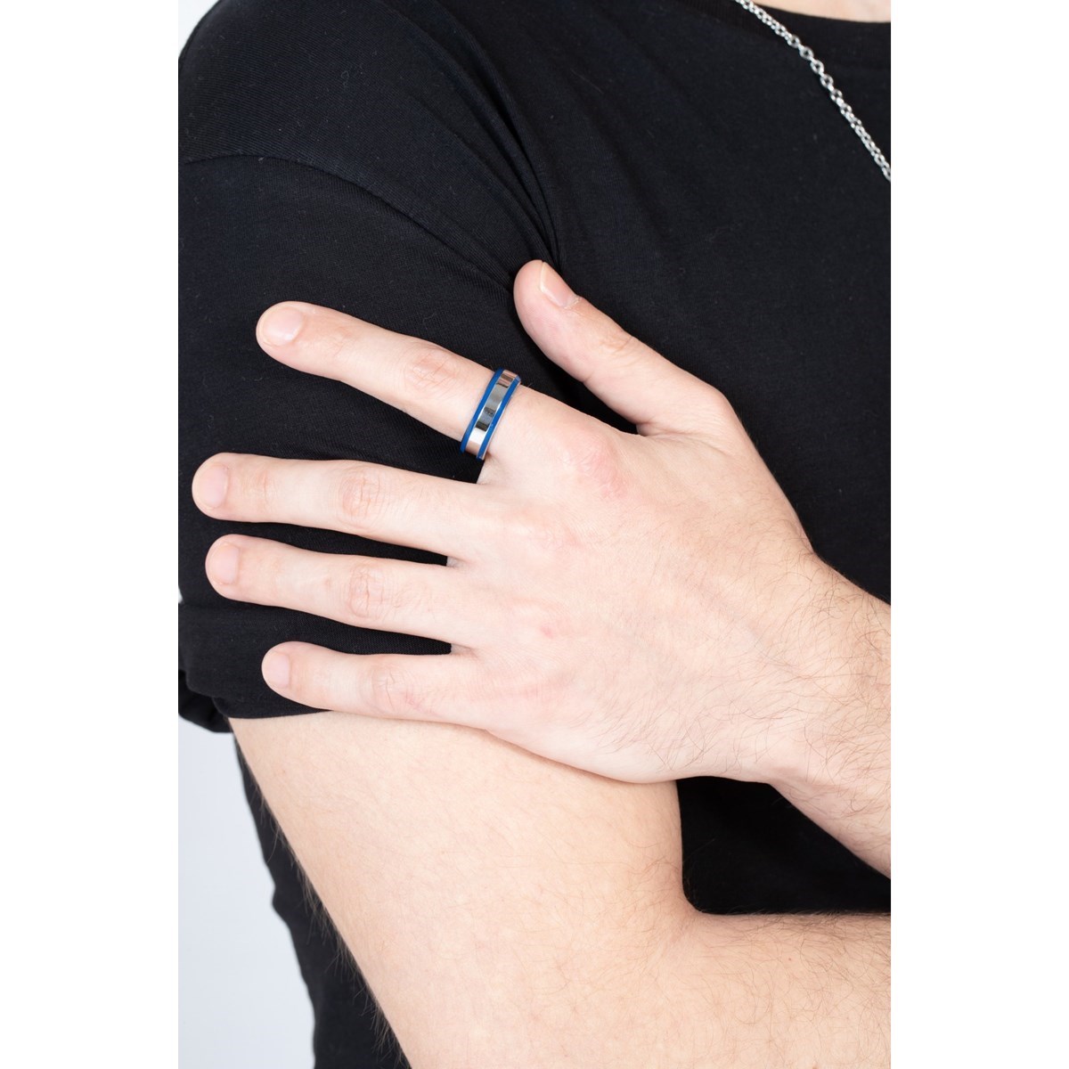 Bague en Acier 316L et laque/résine - blanc brillant