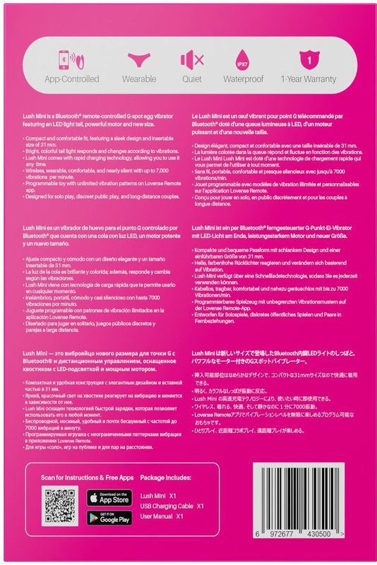Lovense - Lush Mini - Slimme Tril-ei - Roze