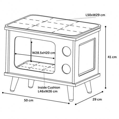 Cama de gato em forma de flamingo com design de TV