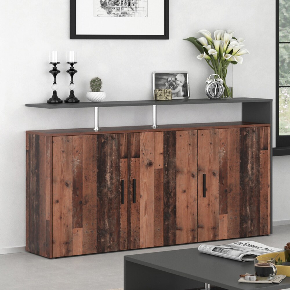 Vicco Sideboard Kommode Highborad Amato 1 Ablage 3 Türen Anthrazit Old Style