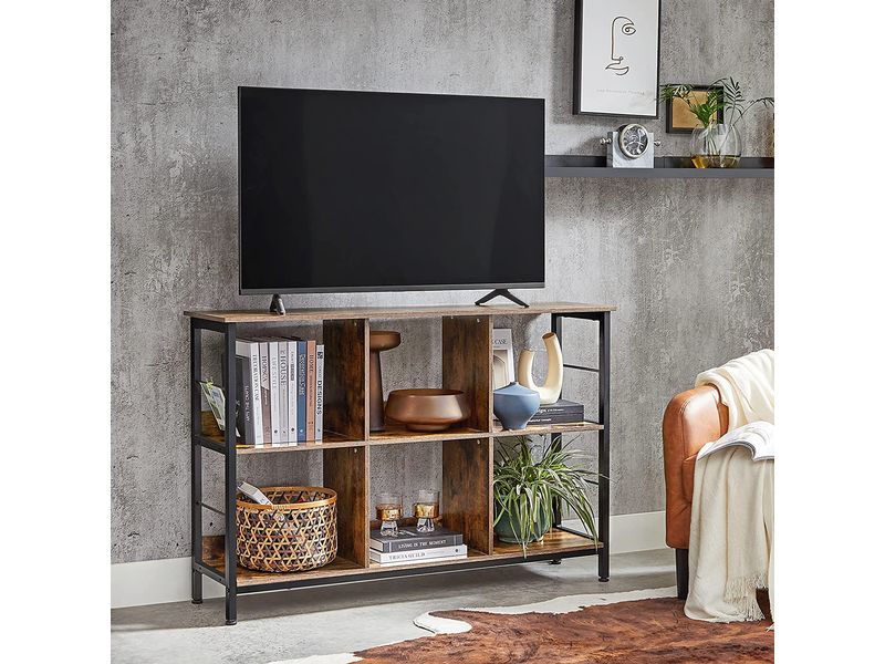 VASAGLE Regal Industrial Schwarz Regal für das Wohnzimmer mit 6 Fächern