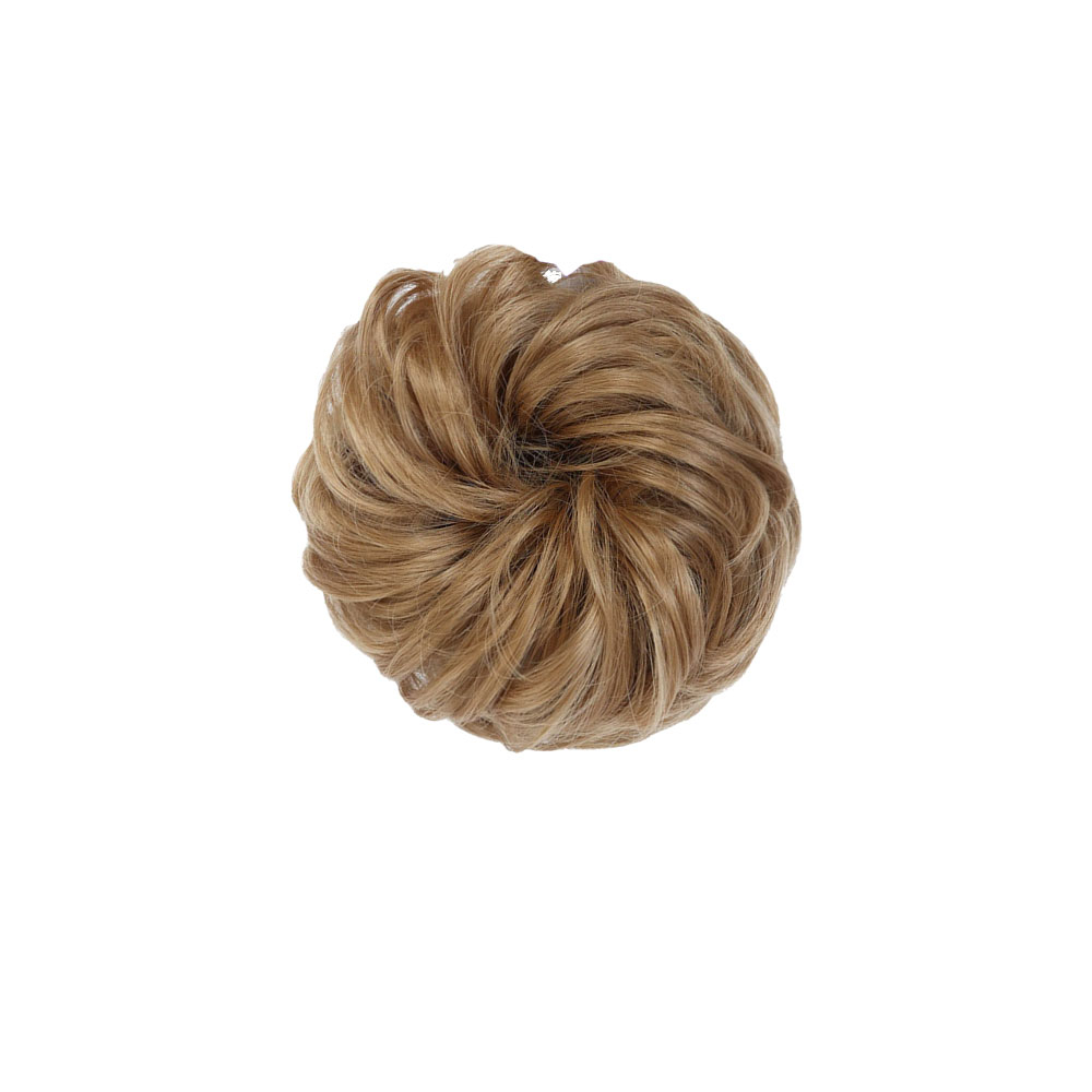(Ø15cm) Kunsthaar Donut Haargummi Extensions Curly Band - Dunkelblond