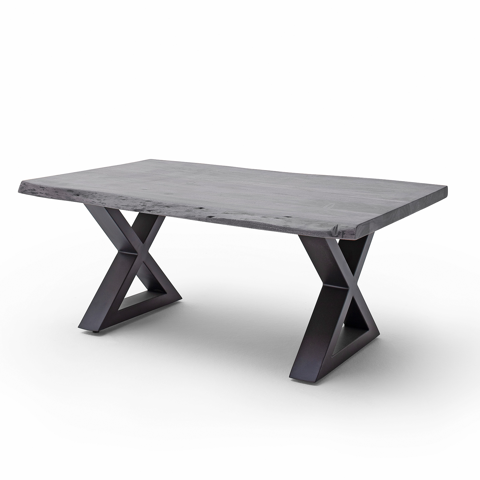 Couchtisch CARTAGENA - Akazie grau-anthrazit - X-Gestell - 110x70 cm