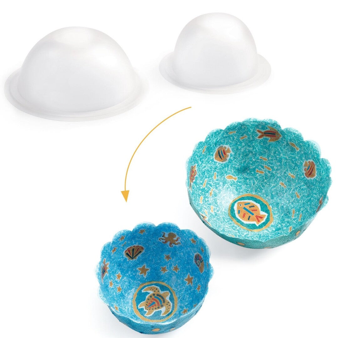 Djeco knutselset diy papier maché kommen - oceaan - 2st