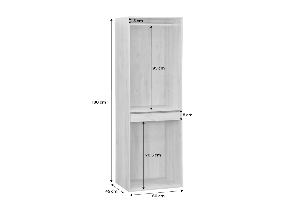 Module dressing avec penderie et porte-pantalons. noyer. panneaux stratifiés