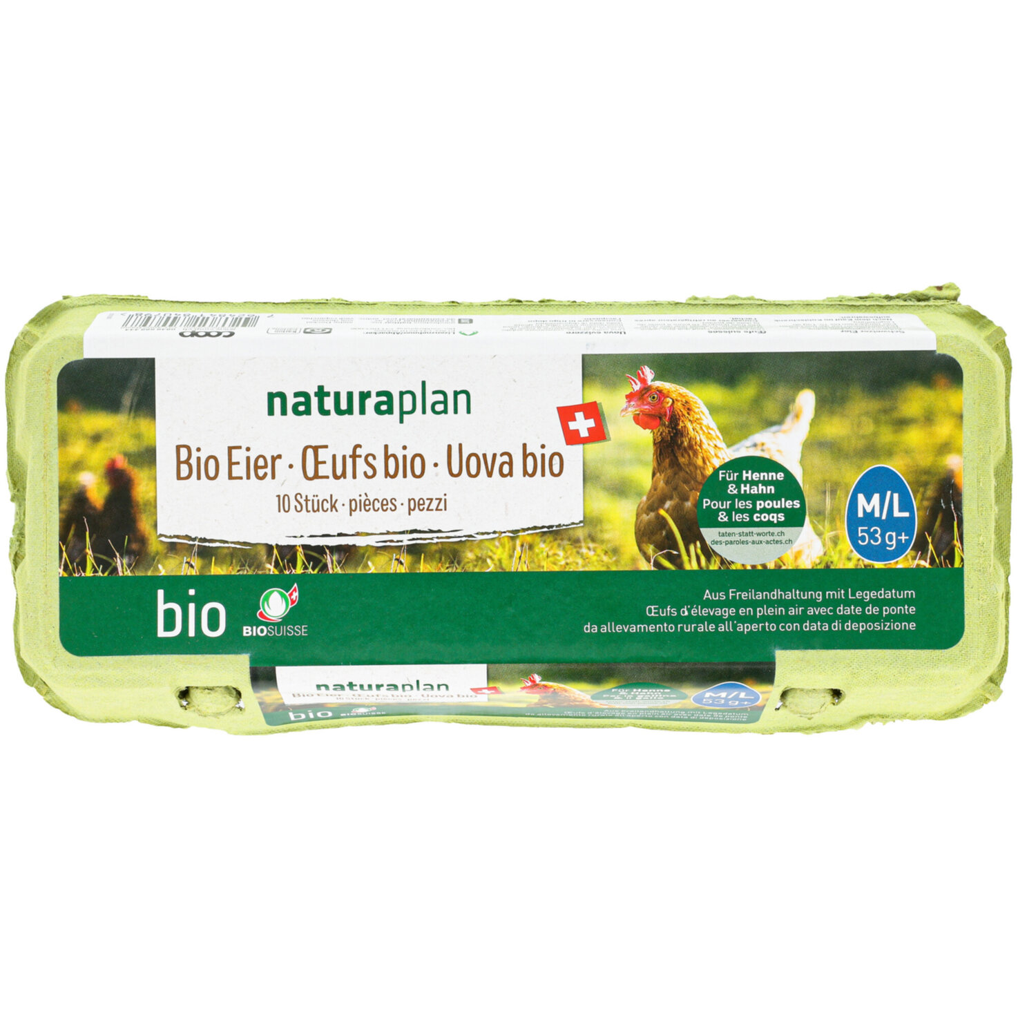 Naturaplan Bio Eier Schweiz aus Freilandhaltung 10 Stück 53g+