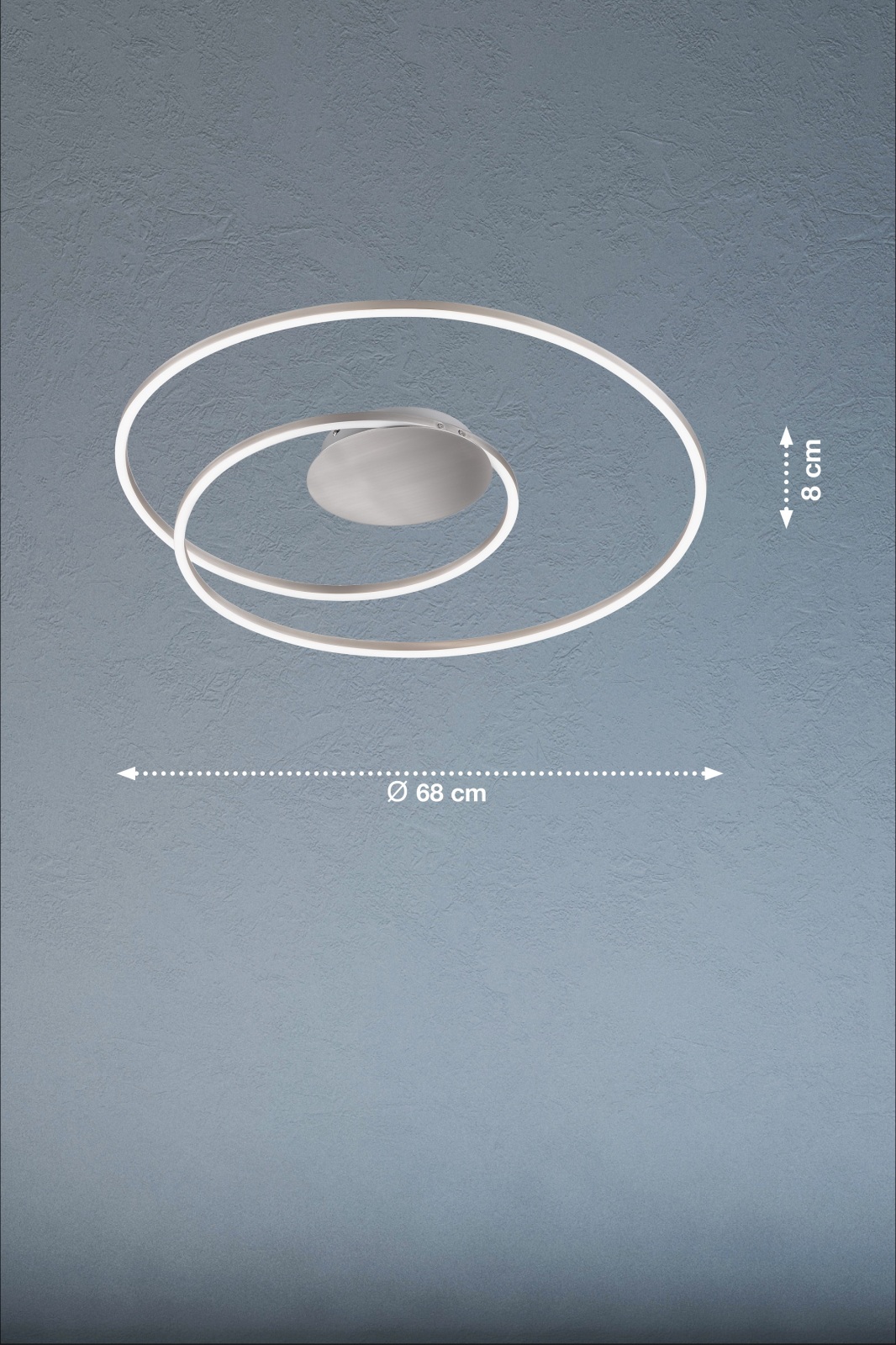 LED-Deckenleuchte - nickelfarben-weiß - dimmbar - 68 cm