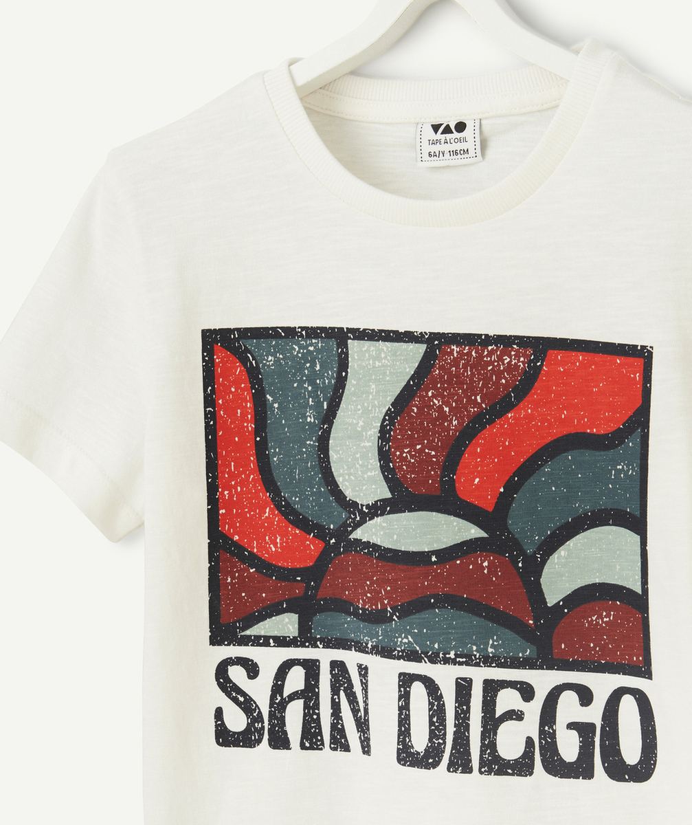 t-shirt manches courtes garçon en coton bio blanc thème san diego