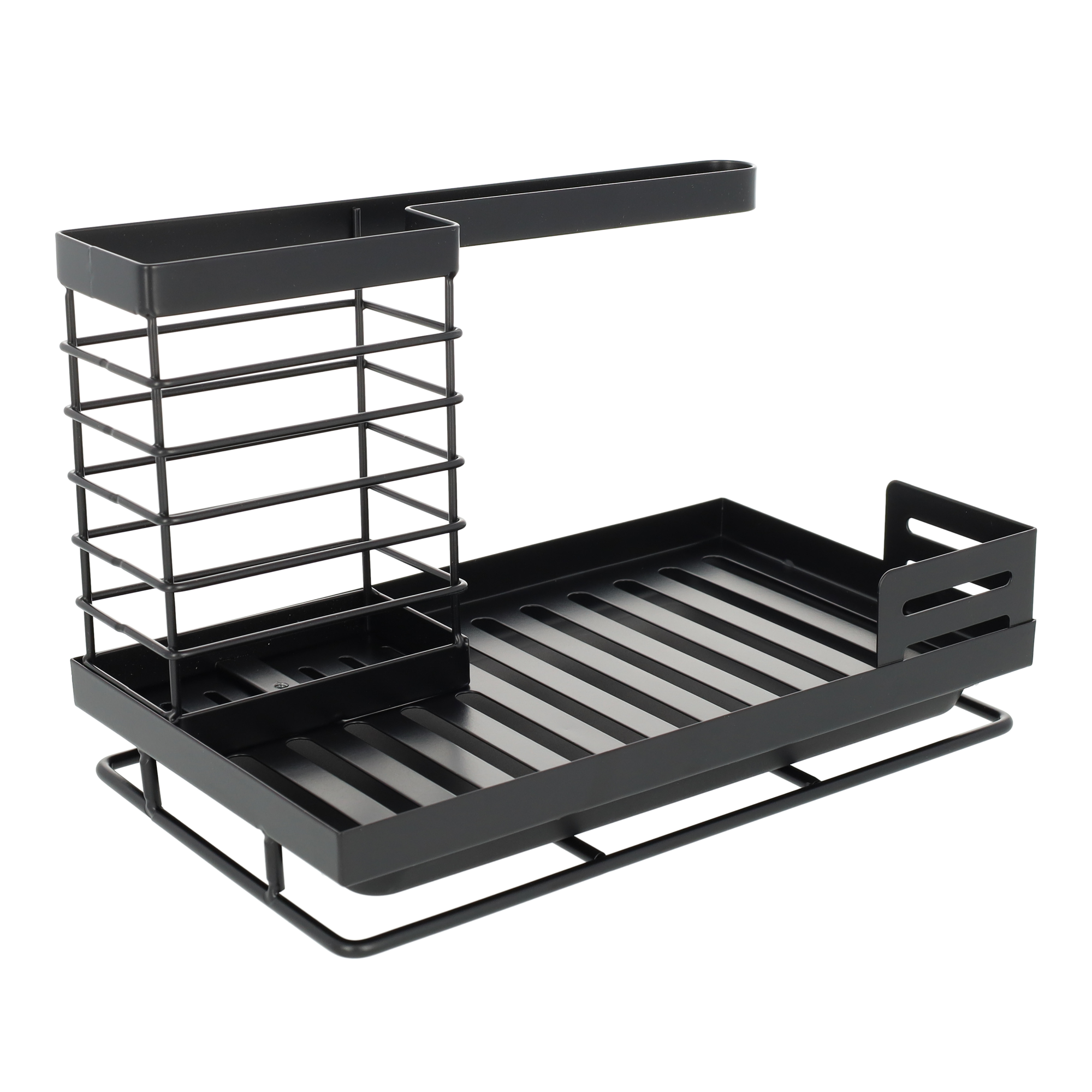 (243x165mm) Metall Multifunktions Spülbecken Küchen Organizer mit Abtropfschale - Schwarz
