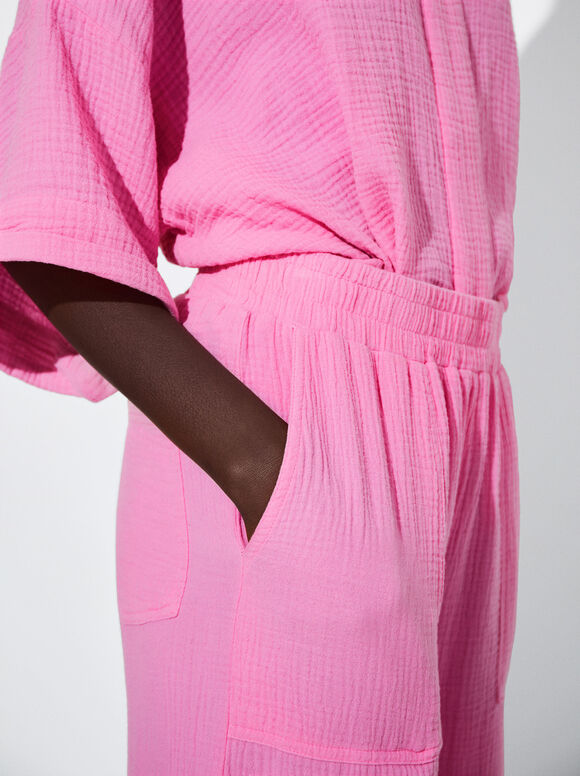 Calça texturizada - Rosa