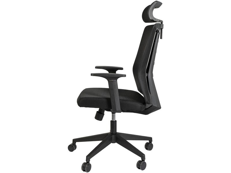 Contini Bürostuhl ErgoFlex Schwarz Drehbarer Stuhl mit Armlehnen und Kopfstütze