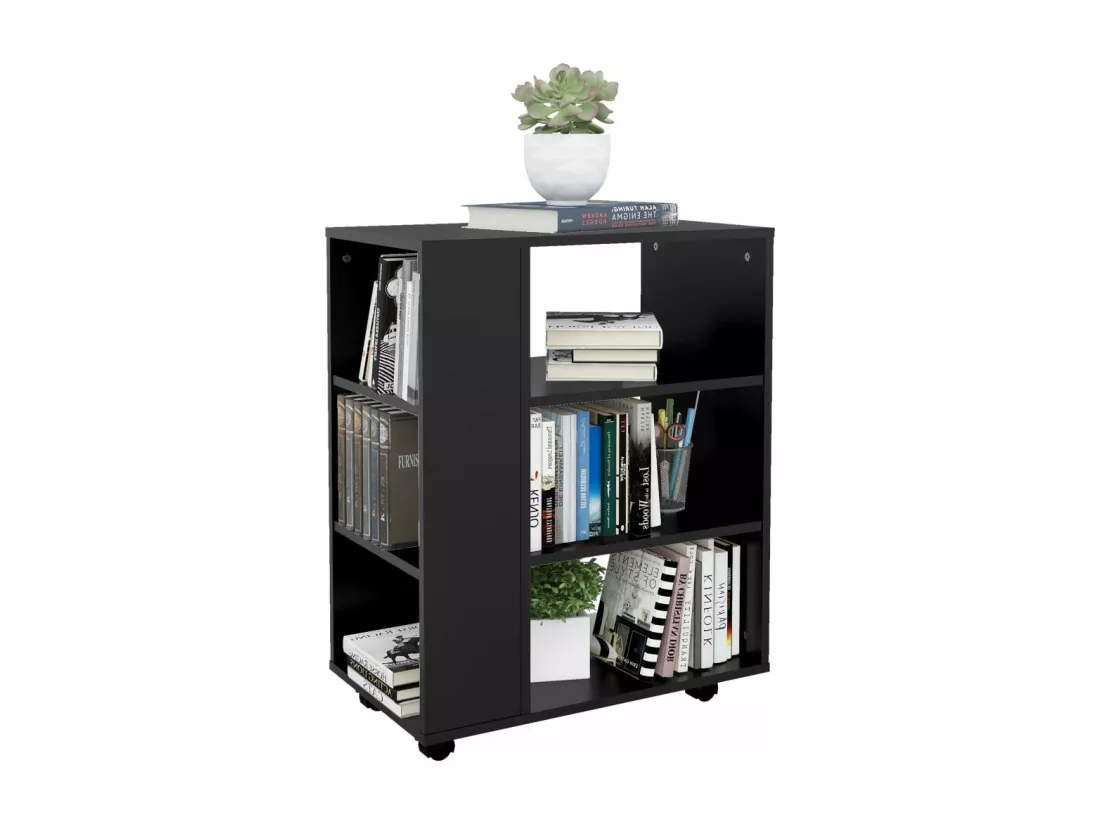 Armoire à roulettes Noir 60x35x75 cm Bois d’ingénierie