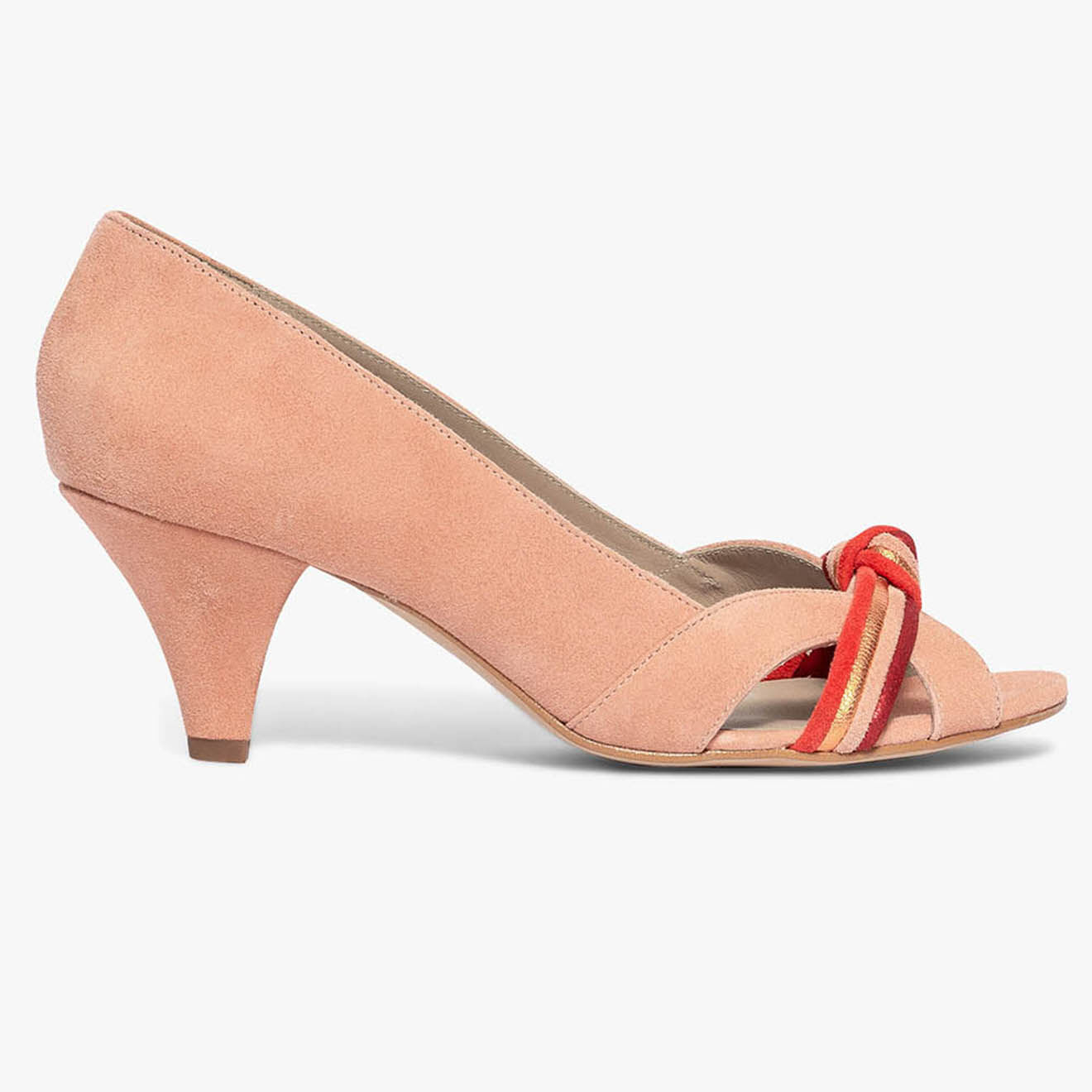 Bocage Escarpins en Velours de Cuir Daphne pêche - Talon 6 cm