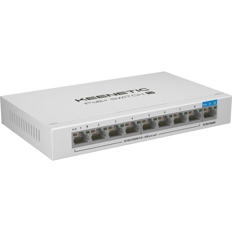Keenetic PoE+ Switch 9 (KN-4710) Commutateur Gigabit 9 ports avec 8 ports PoE+ et budget énergétique de 120 W