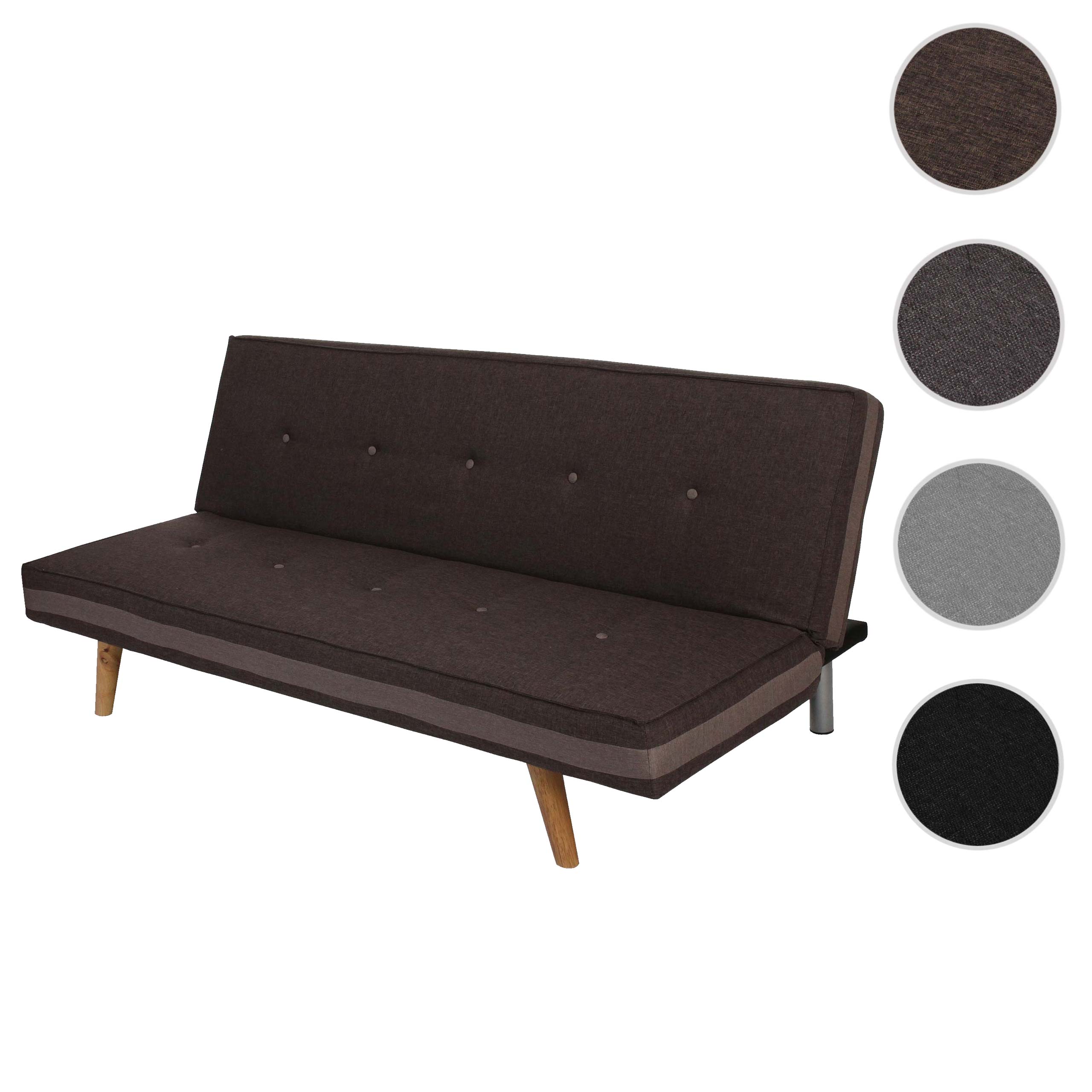 3er-Sofa Ninove, Couch Schlafsofa Gästebett Bettsofa 177cm ~ Textil, braun