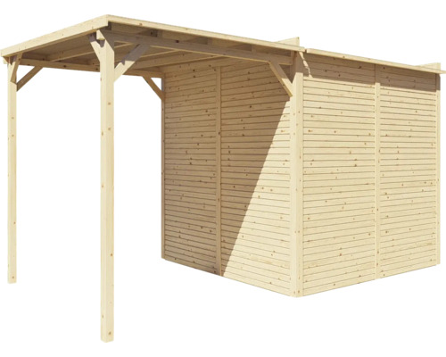 Bertilo Cubico 3 Plus Fineline Rhombus profiel tuinhuis, 373 x 211 cm, naturel