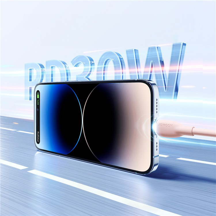 (2m) 30W USB C auf Lightning Ladekabel Silikon Datenkabel - Rosa