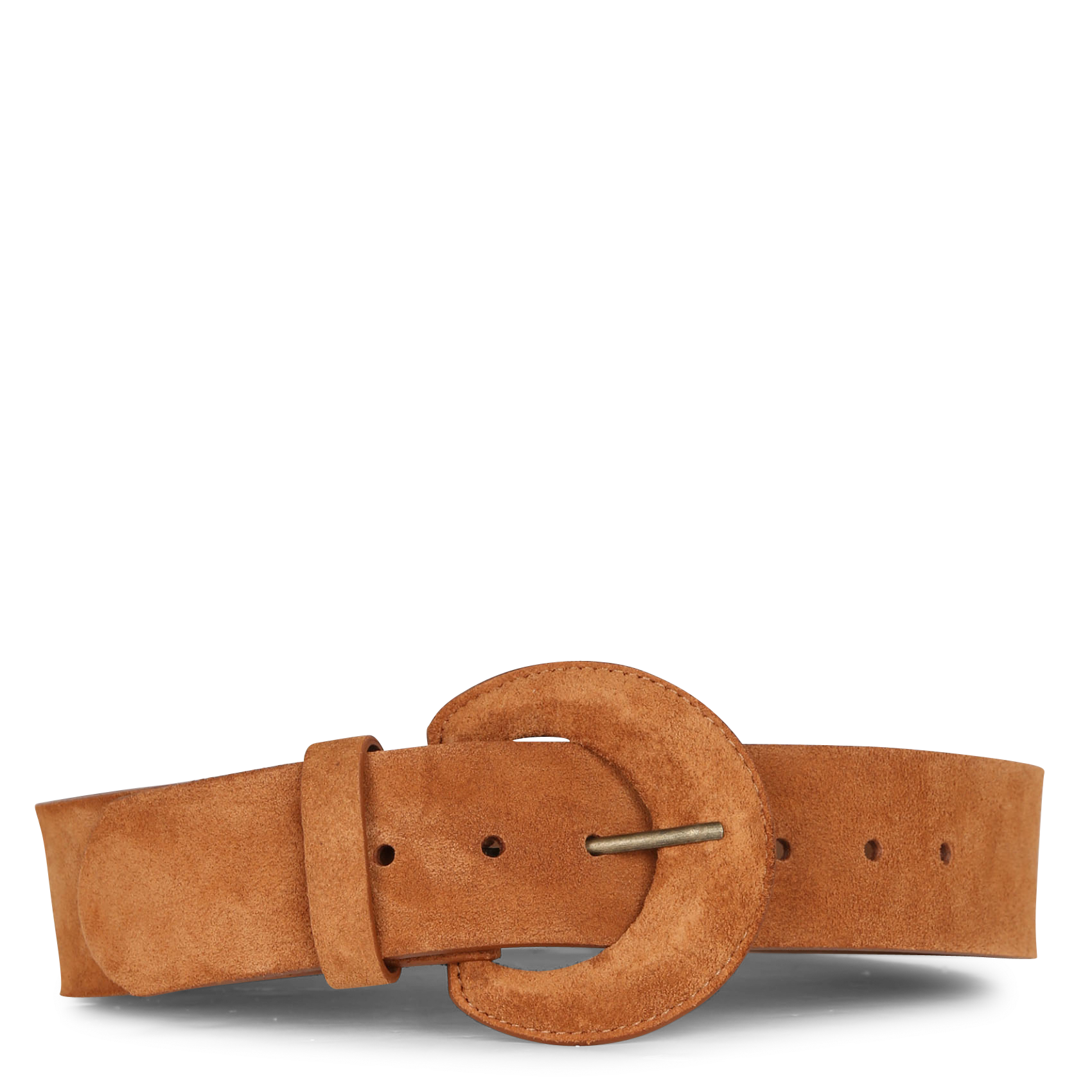 Ceinture large en cuir velours | Marron