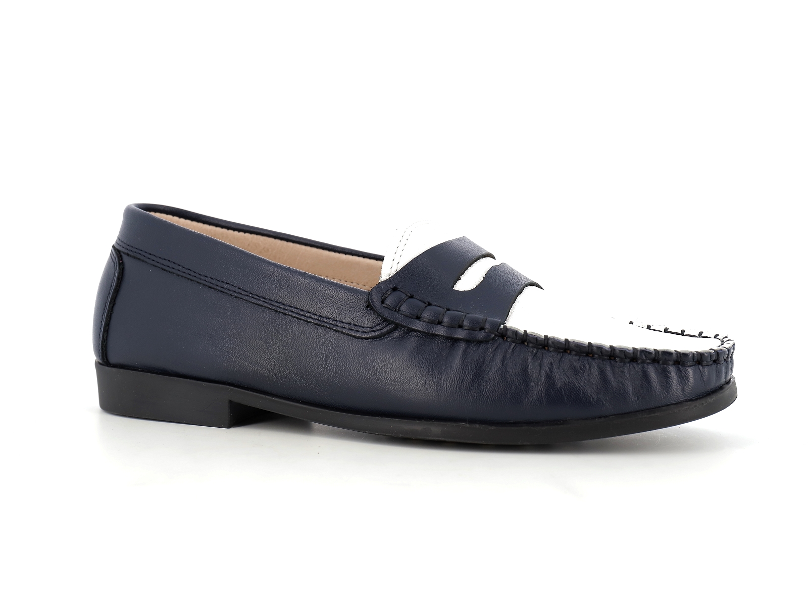 Ottilia-ASTRIA Cuir Marine-Blanc