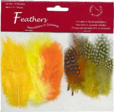 Fjer - 8-10 CM - 18 Stk. - Gul