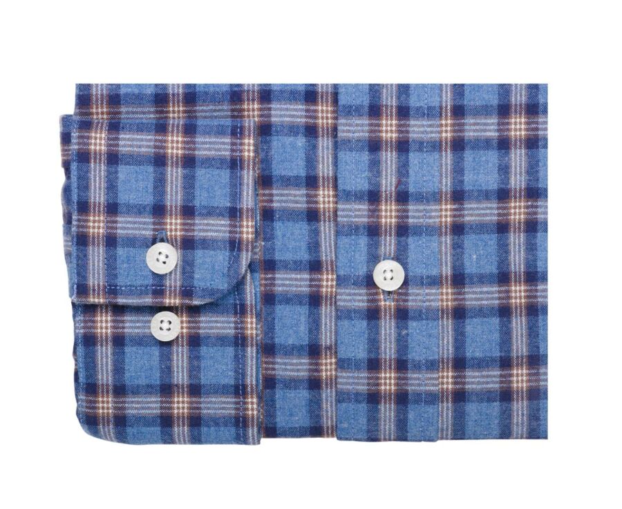 Chemise flanelle Bleue à carreaux navy et camel - FULLER