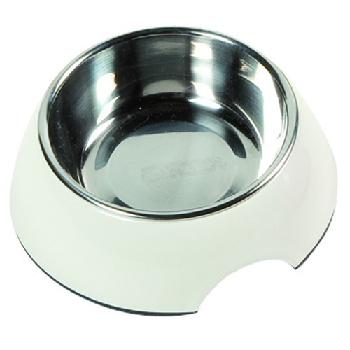 Alimentador para animais de estimação em aço inoxidável branco flamingo