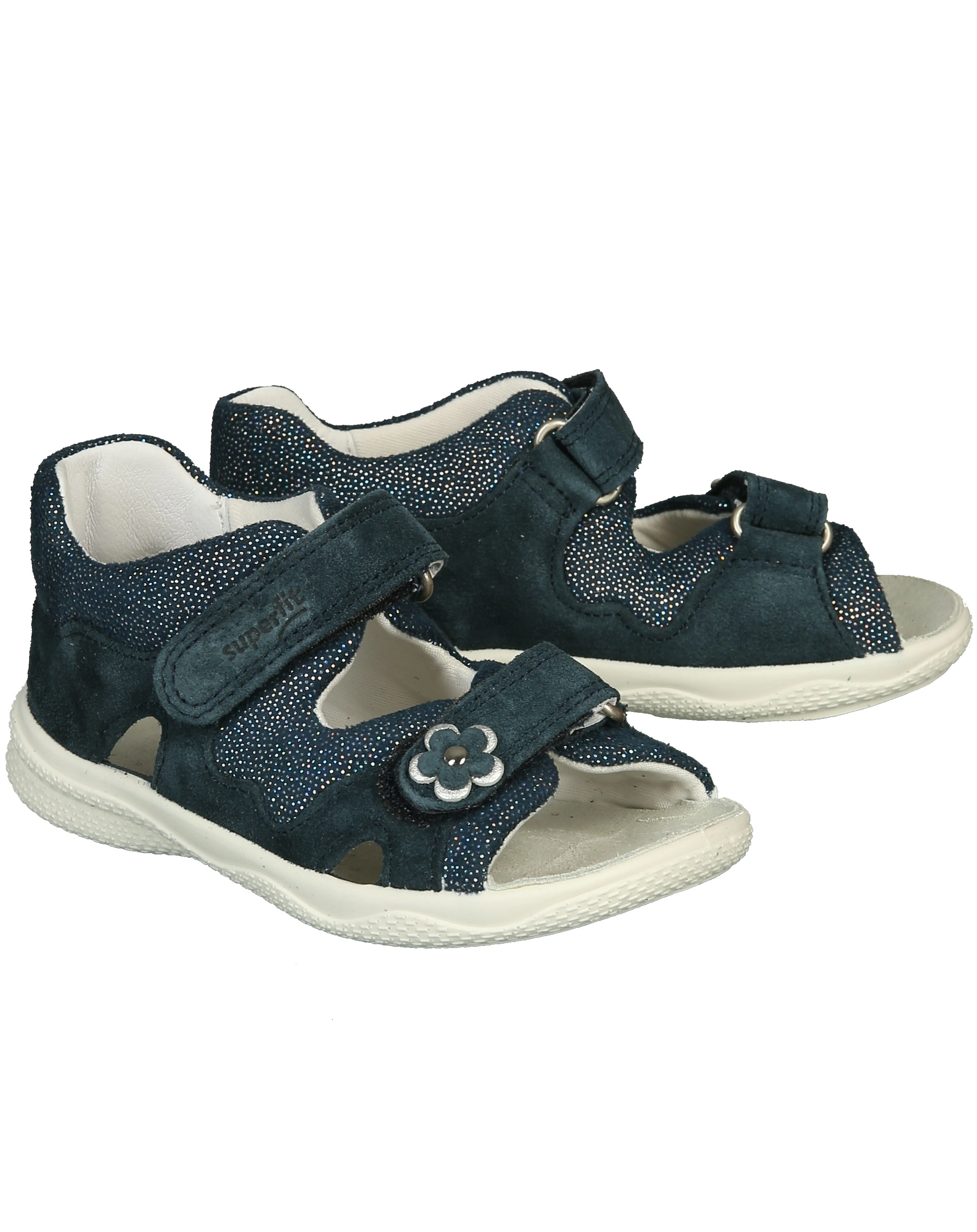 Leder-Klettsandalen POLLY - BLUME in dunkelblau