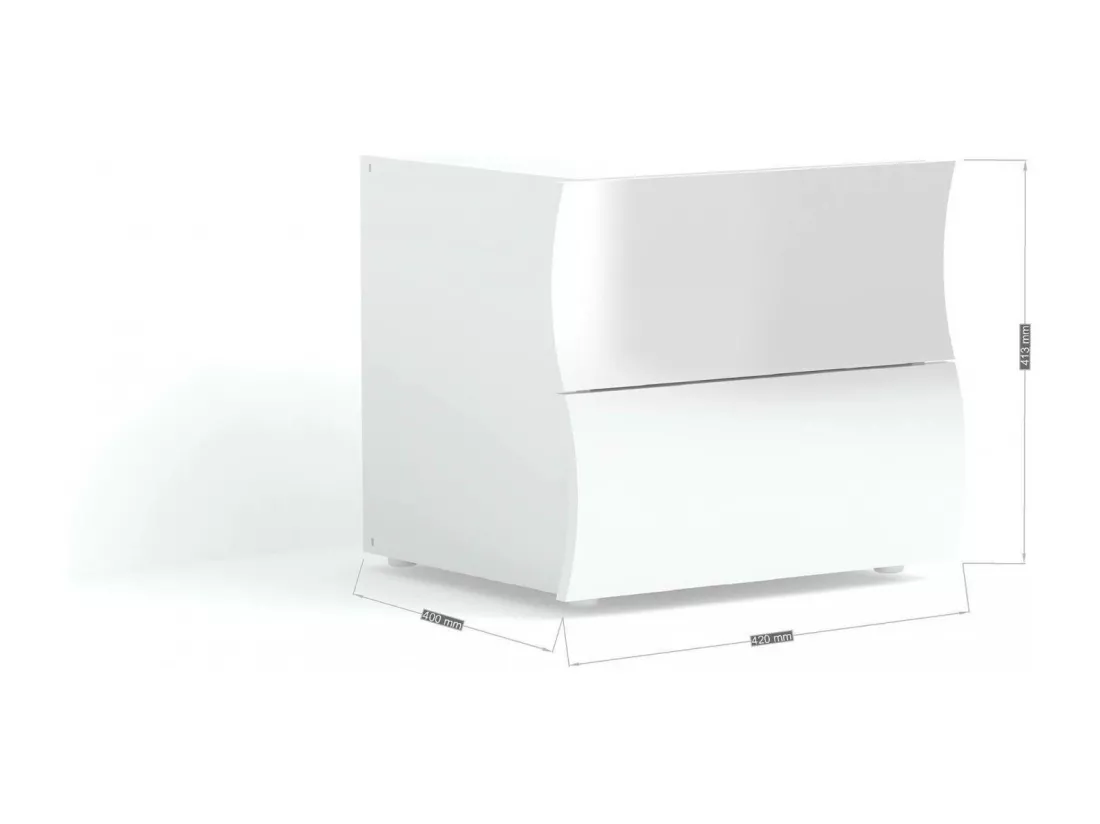 Table de chevet Dchies, Table de nuit avec 2 tiroirs, Armoire de chambre, 100% Made in Italy, 50x40h41 cm, Blanc brillant