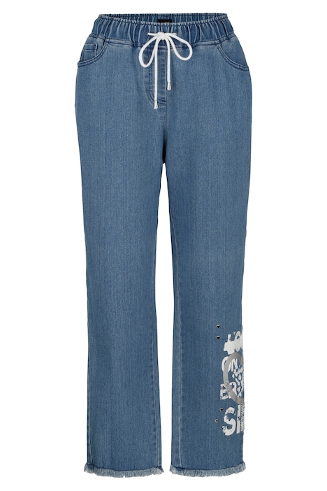 Jeans-Joggpants, Saumdruck, Elastikbund