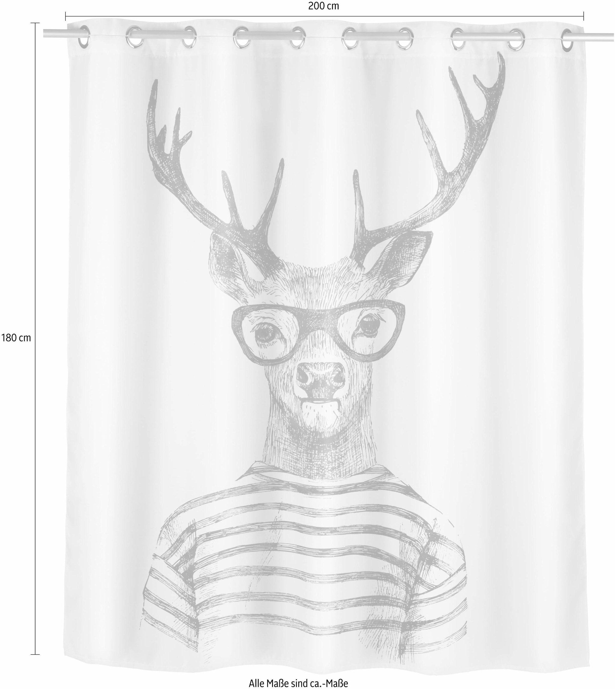 WENKO Duschvorhang »Mr. Deer« Breite 200 cm Höhe 180 cm